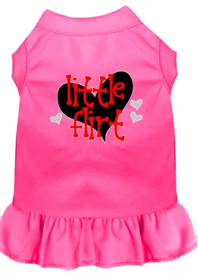 Little Flirt Screen Print Dog Dress Bright Pink Med