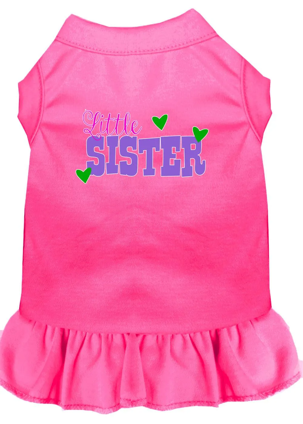 Little Sister Screen Print Dog Dress Bright Pink Med