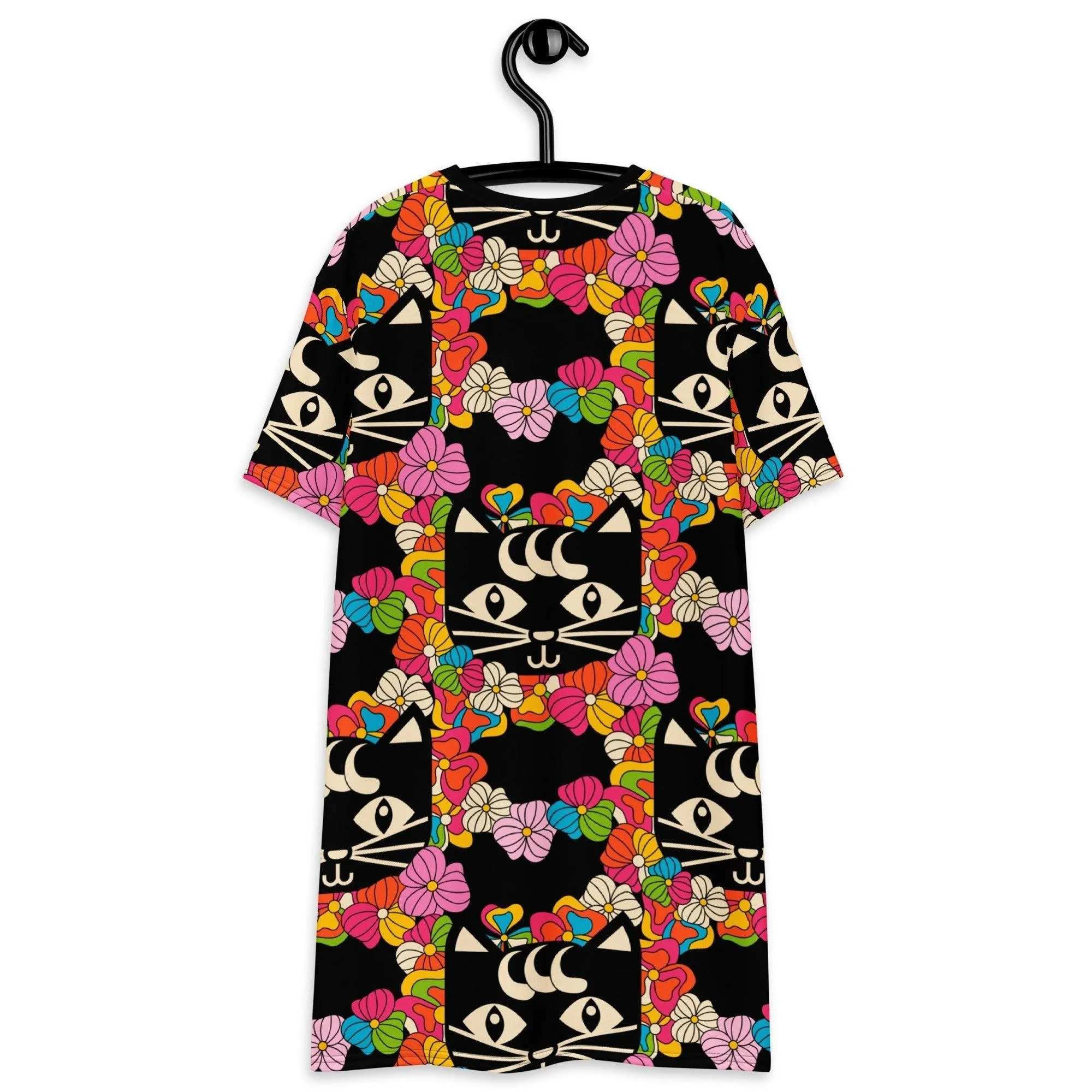 MAGICAT black - T-shirt dress with black cats