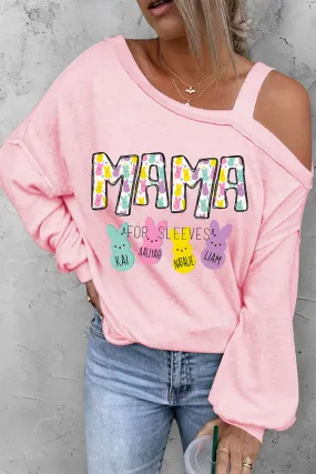 MAMA Letter Print Drop Shoulder Easter Tops for Women