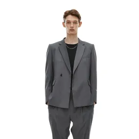 Metal Chain Classic Double Breasted Suit Grey