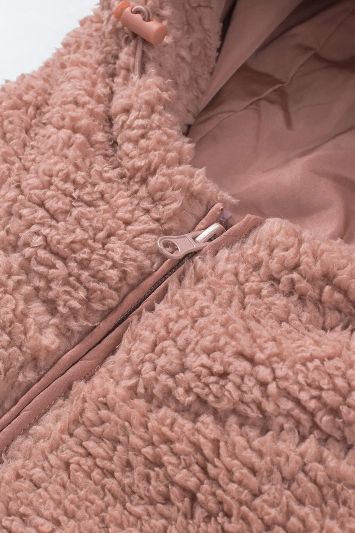 Pink Sherpa Zip Hooded Teddy Jacket