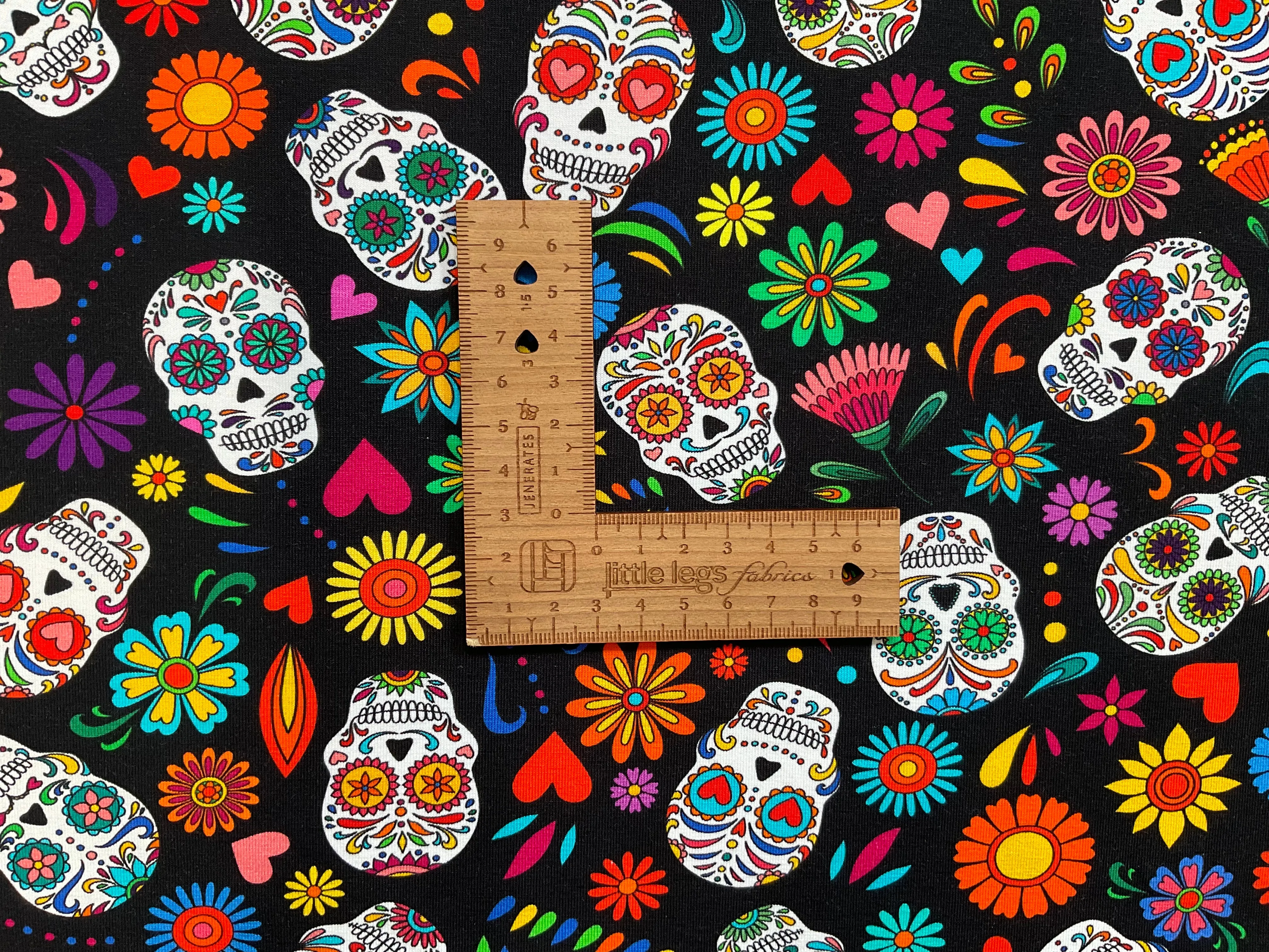 PRE ORDER Day of the Dead Cotton Jersey Fabric - DUE IN STOCK MID DECEMBER