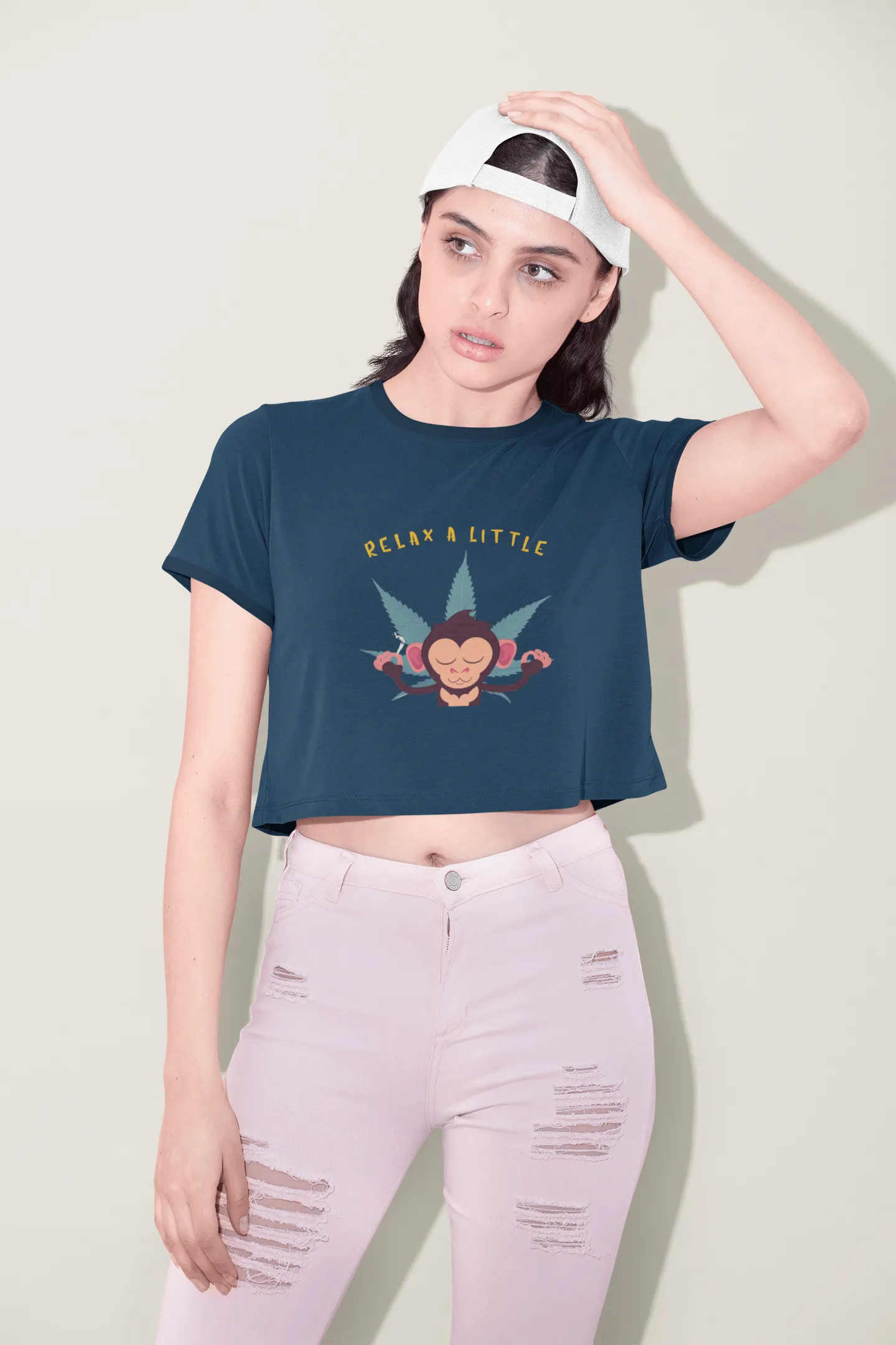 " RELAX A LITTLE  " - HALF-SLEEVE CROP TOPS.