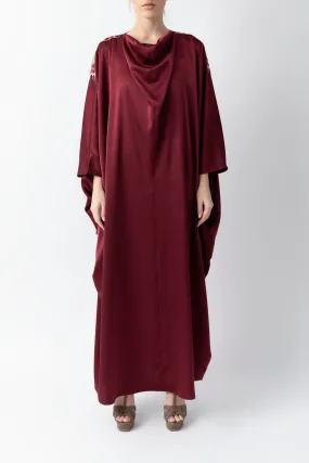 Sadu Art Inspired Embroidery Maroon Pure Silk Abaya WV2221