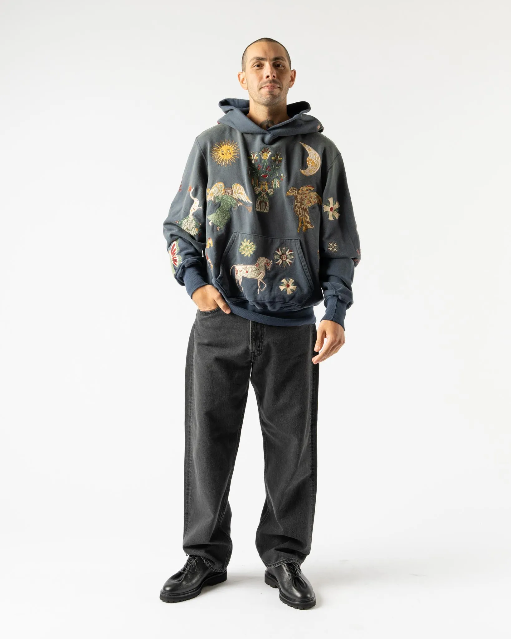 Samuel Zelig Folk Hoodie in Navy