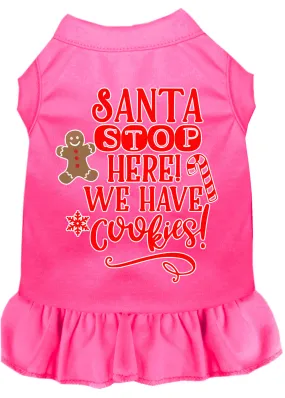 Santa, We Have Cookies Screen Print Dog Dress Bright Pink Xl