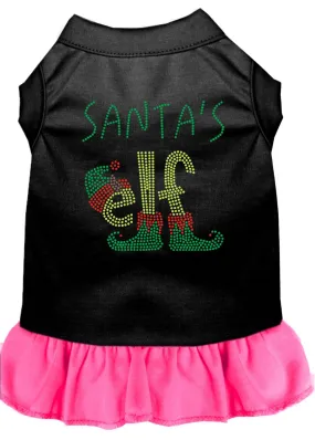 Santa's Elf Rhinestone Dog Dress Black With Bright Pink Xl (16)