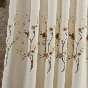 SILK TAFFETA FABRIC ivory with colorful floral Embroidery TAFE19