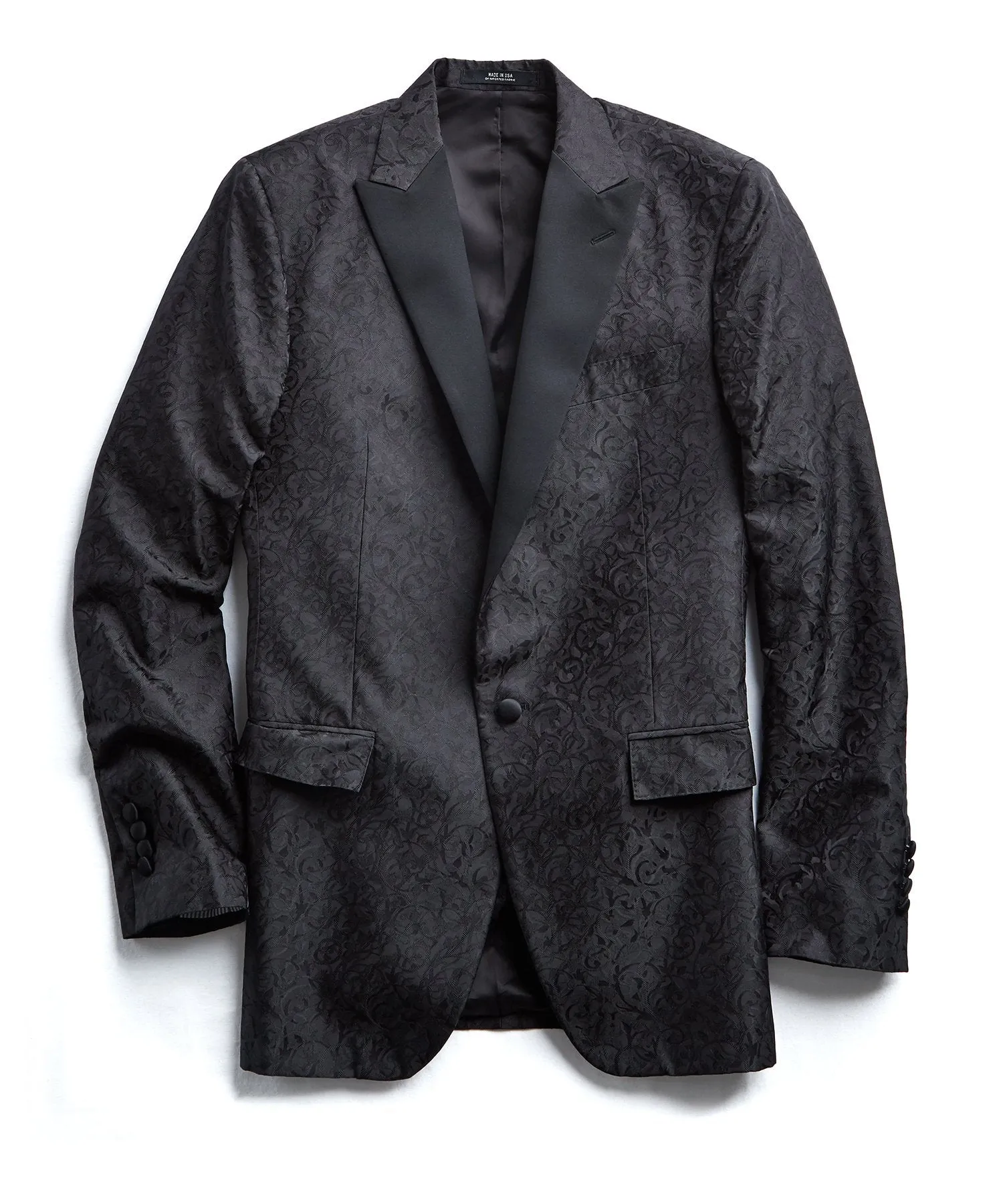 Silk Tonal Jacquard Sutton Peak Lapel Dinner Jacket in Black