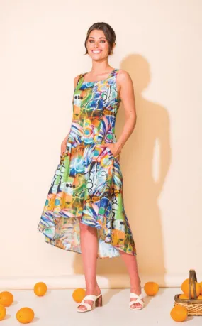 Sleeveless Colorful Print Dress