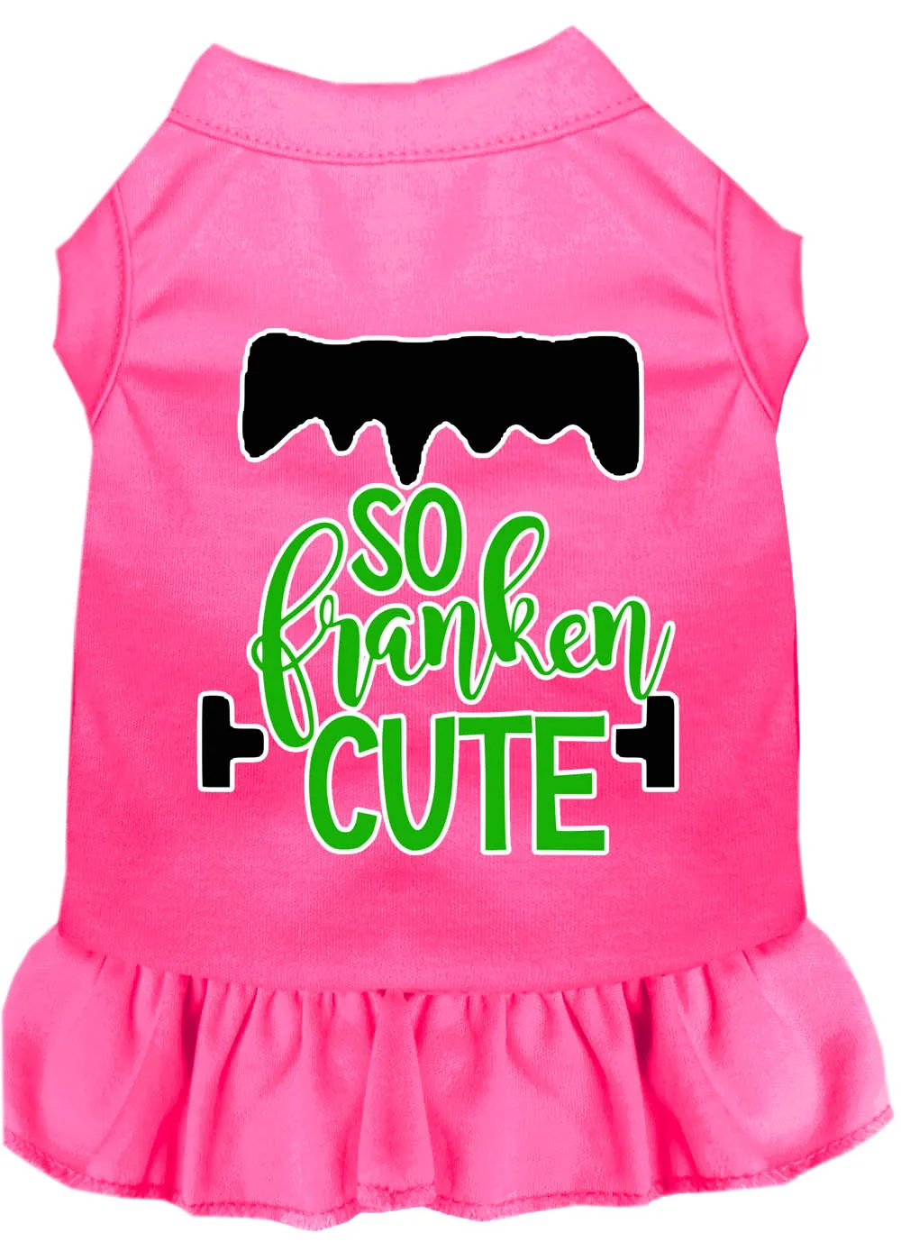 So Franken Cute Screen Print Dog Dress Bright Pink Xl