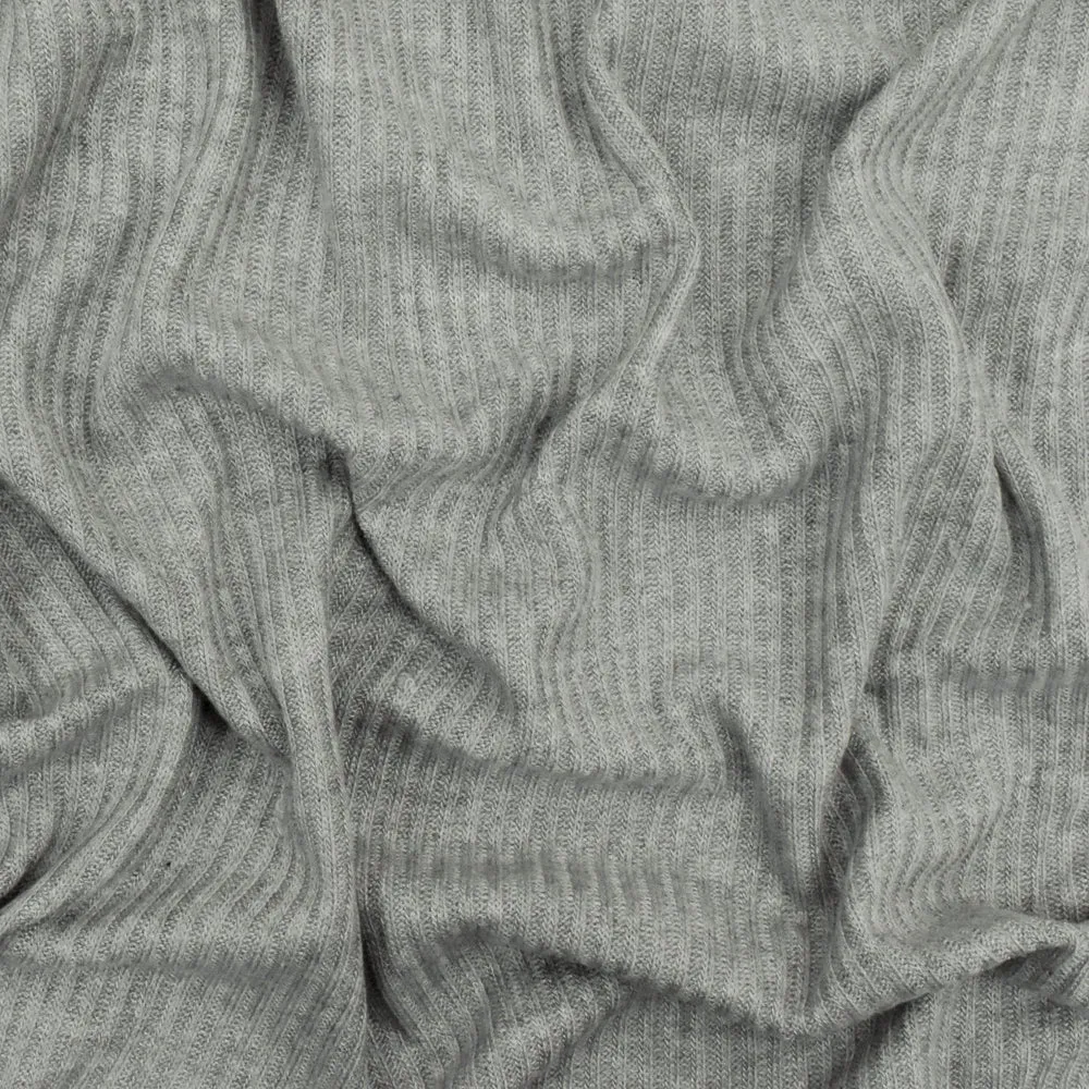 Soft Gray 2X2 Stretch Rib Knit Fabric