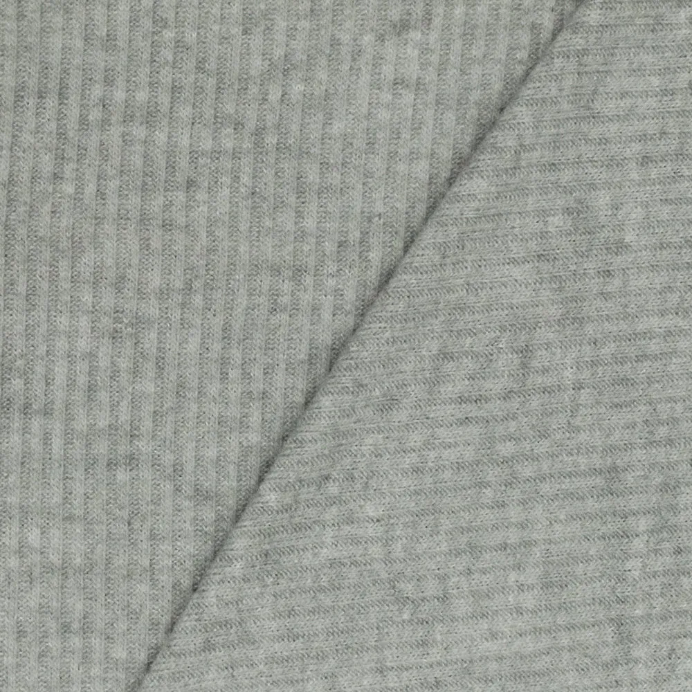 Soft Gray 2X2 Stretch Rib Knit Fabric