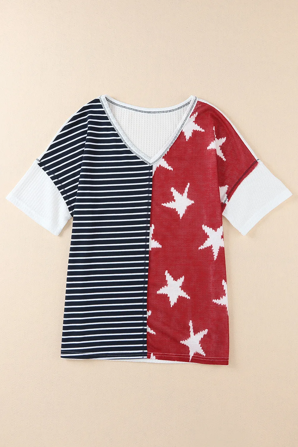 Stripes Stars Print Knit Top