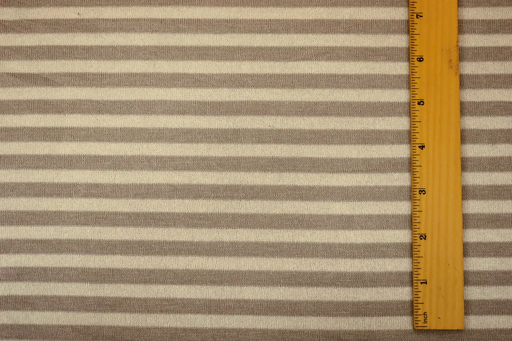 Taupe Brown-Beige Poly-Rayon Stretch Spandex Stripe Jersey Knit Fabric