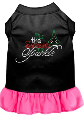 Tis The Season To Sparkle Rhinestone Dog Dress Black With Bright Pink Xl (16)