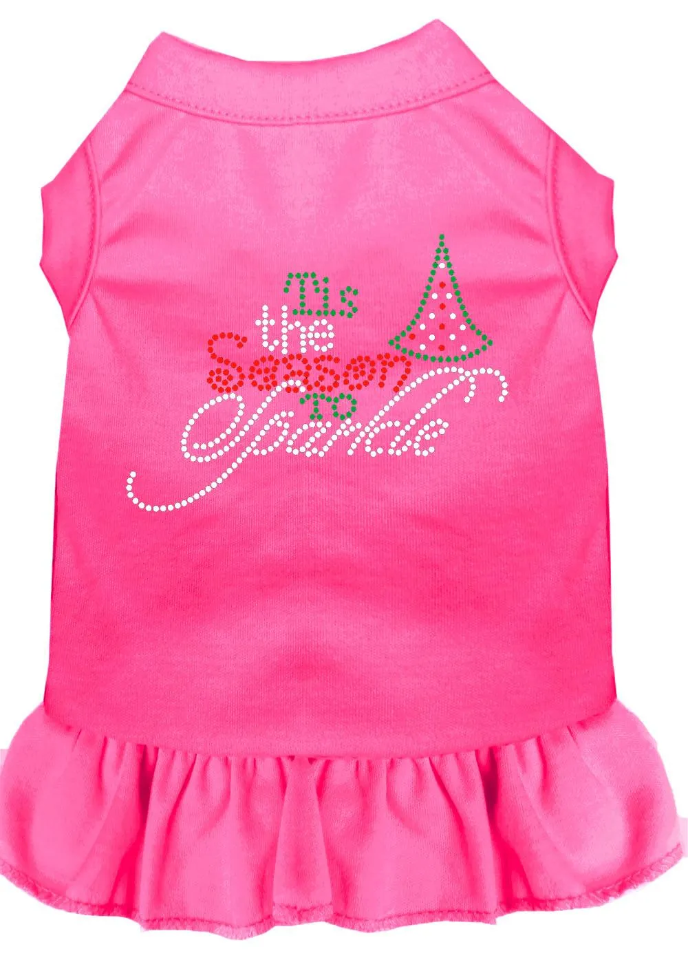 Tis The Season To Sparkle Rhinestone Dog Dress Bright Pink Sm (10)