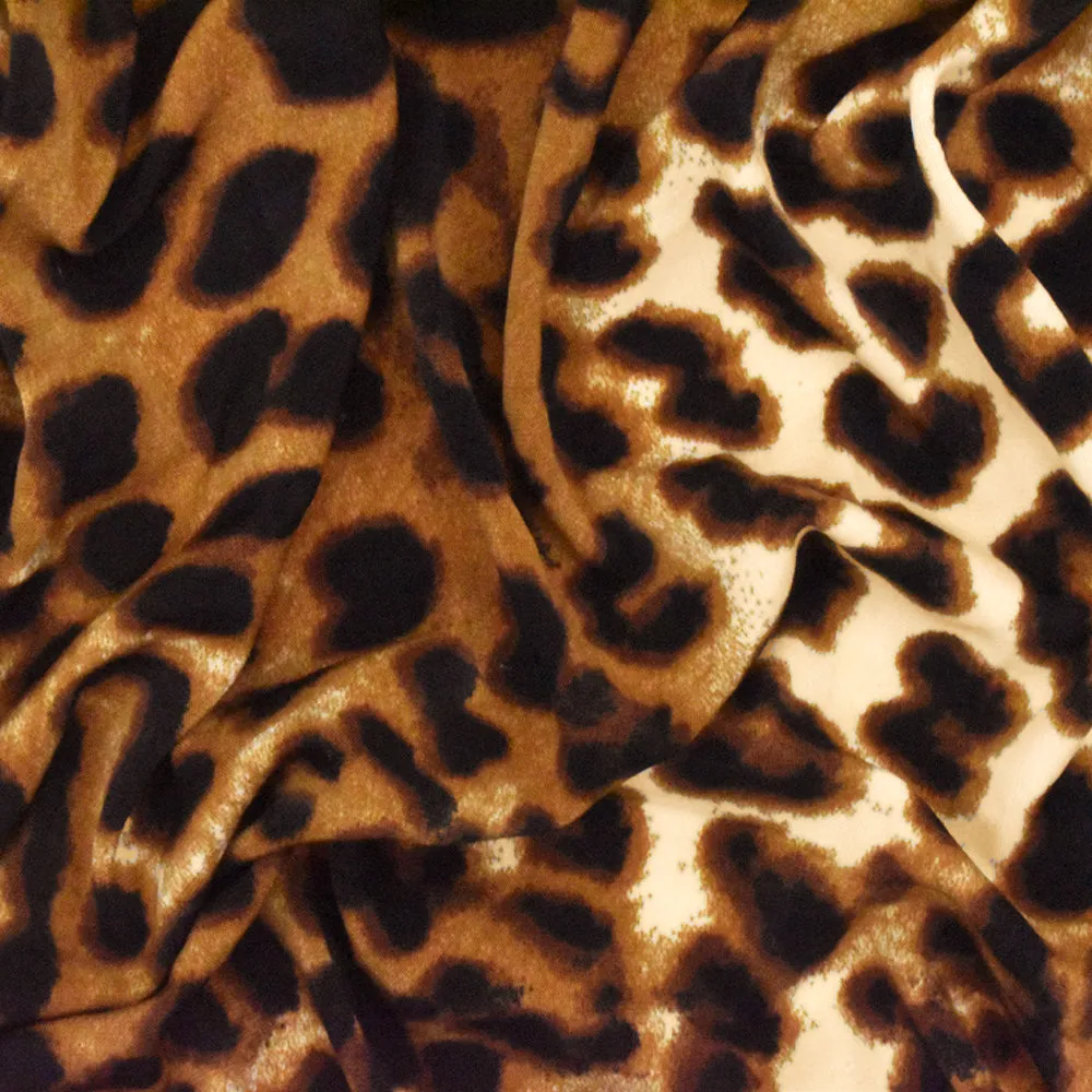 Toffee Brown-Black-Multi Cheetah Printed Activewear Jersey Knit Fabric