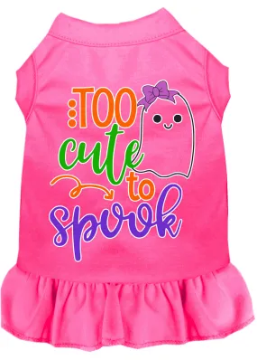 Too Cute To Spook-girly Ghost Screen Print Dog Dress Bright Pink Med