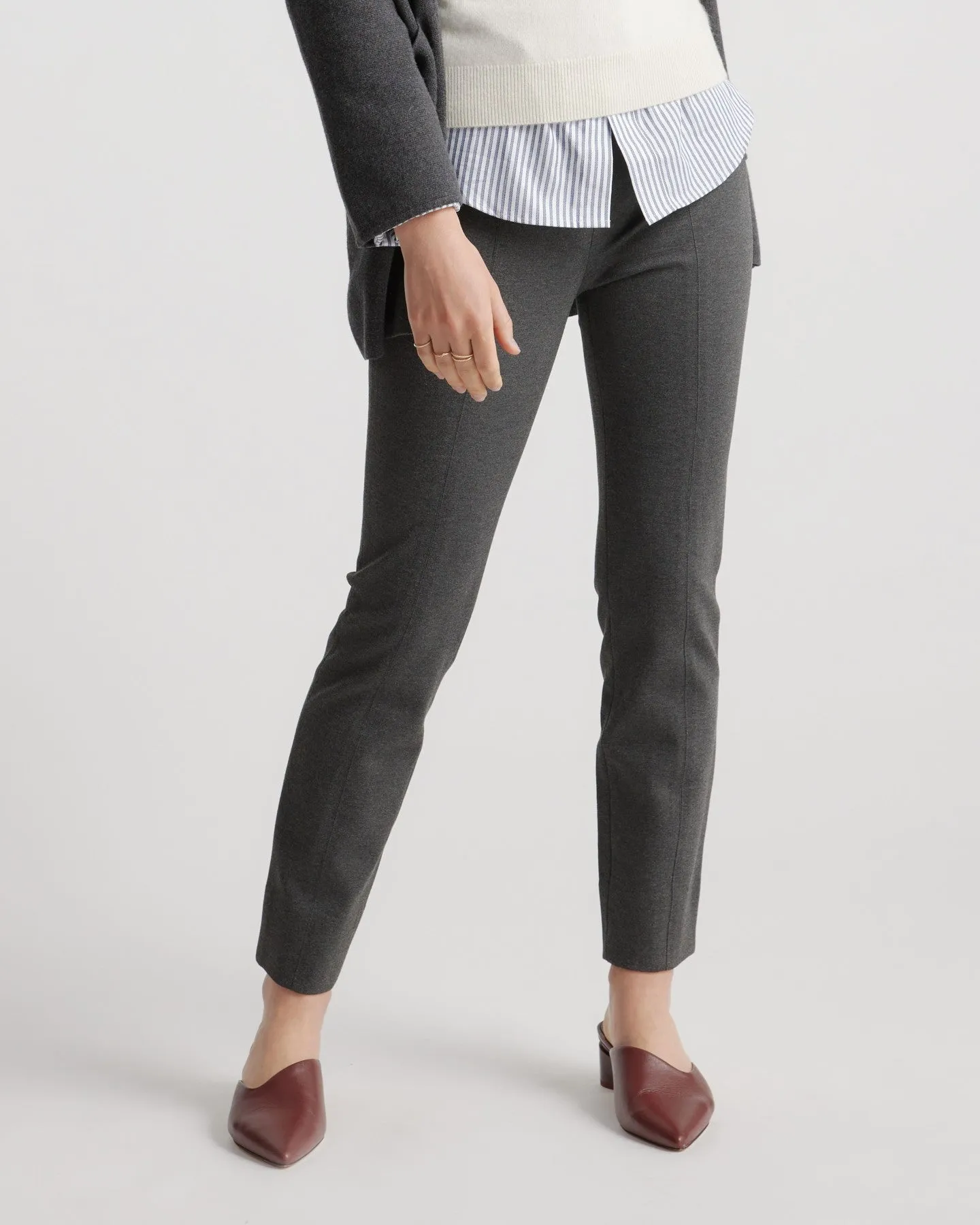 Ultra-Stretch Ponte Pintuck Ankle Pants