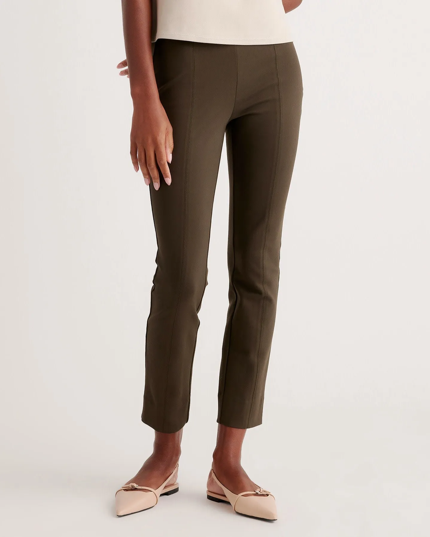 Ultra-Stretch Ponte Pintuck Ankle Pants