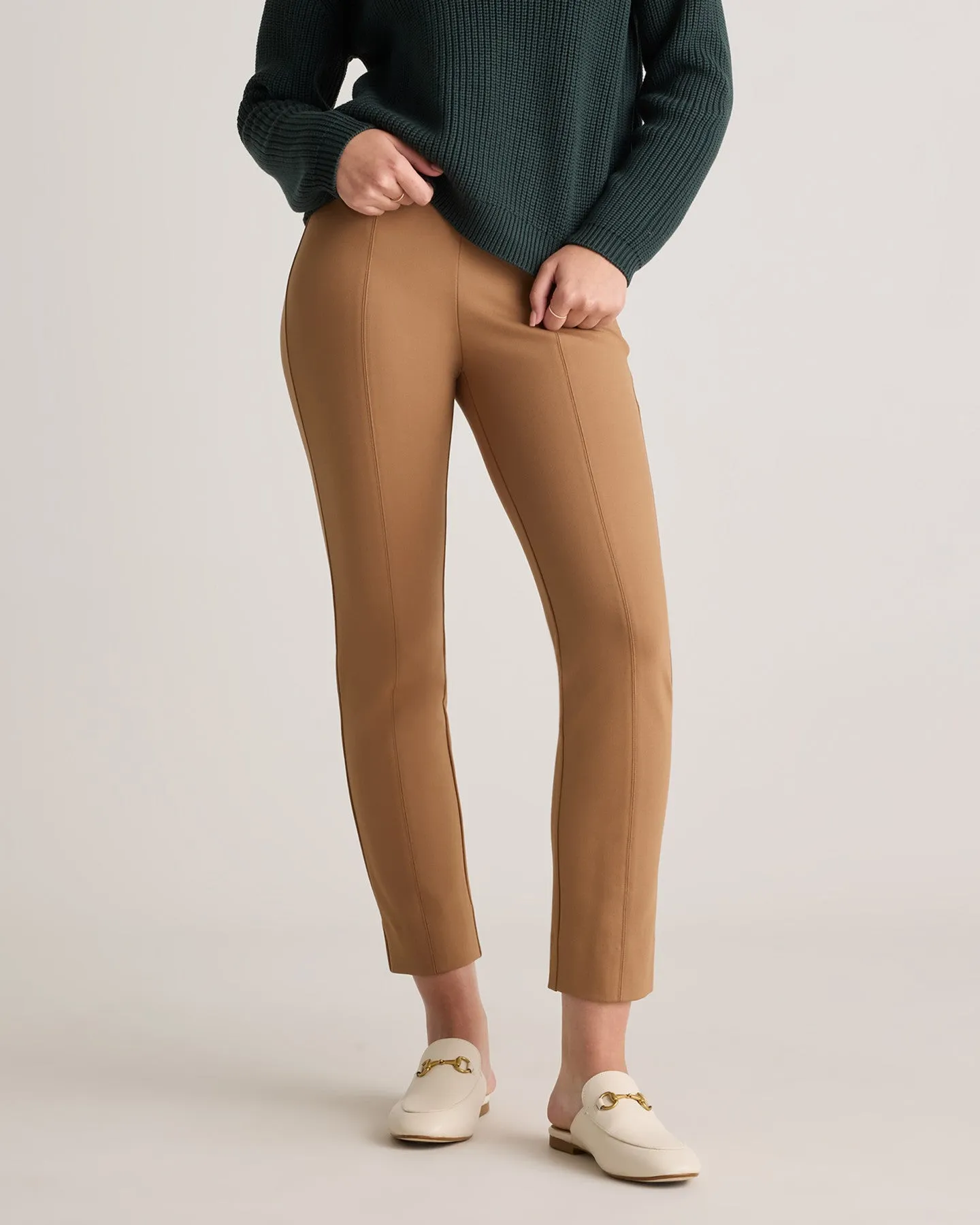 Ultra-Stretch Ponte Pintuck Ankle Pants