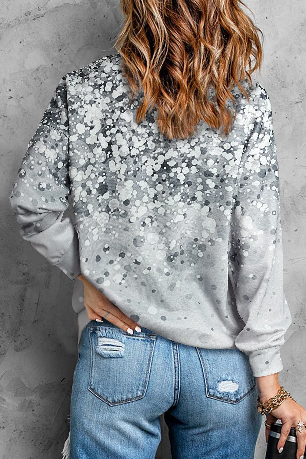 Womens Ombre Crewneck Sweatshirt Long Sleeve Casual Loose Pullover Tops